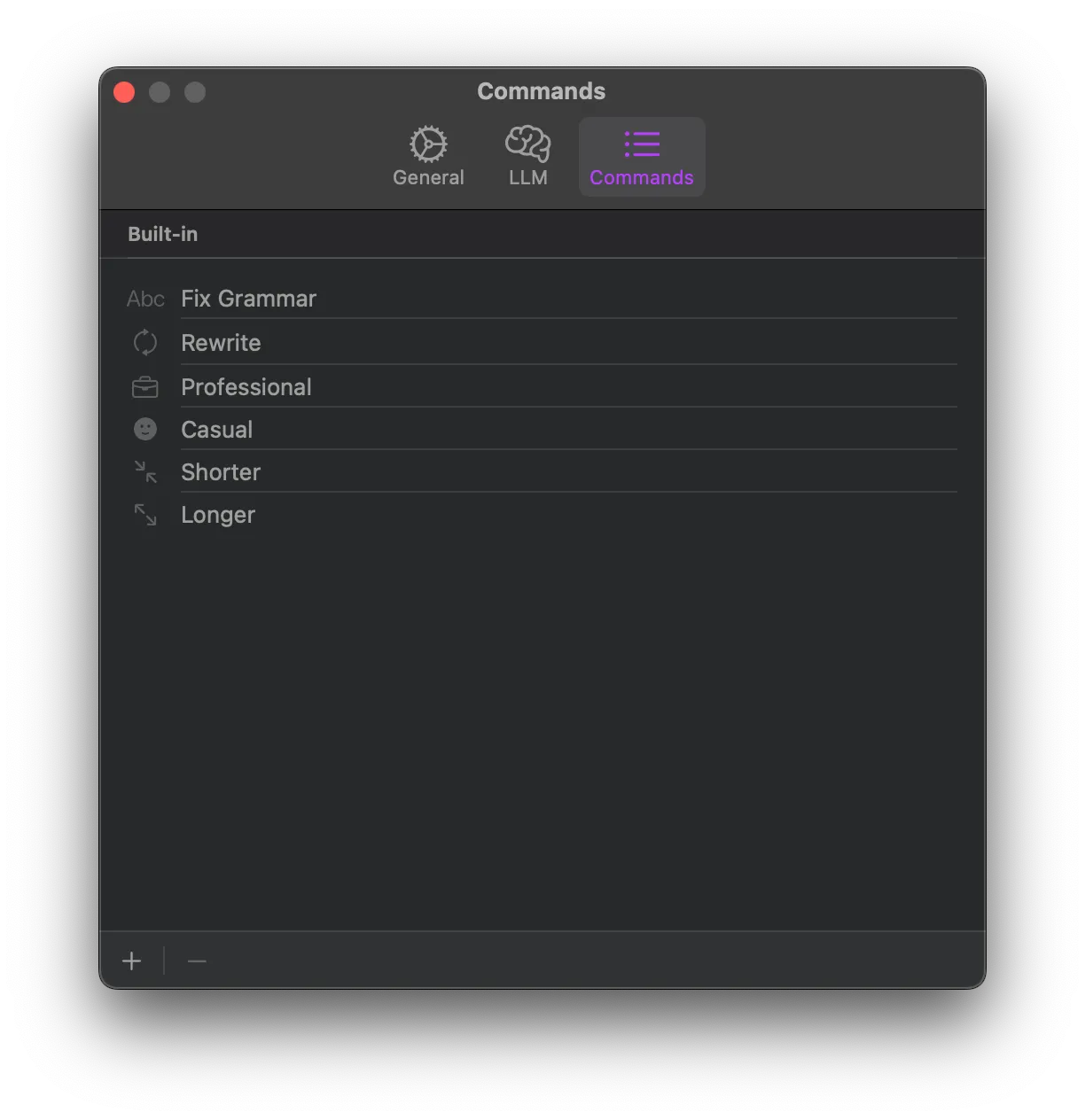 Custom commands