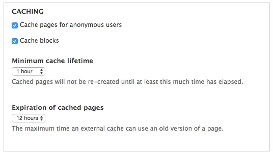 Drupal 7 cache configuration