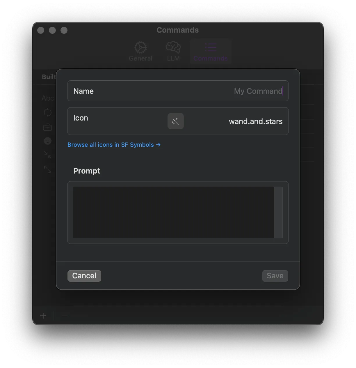 New custom command